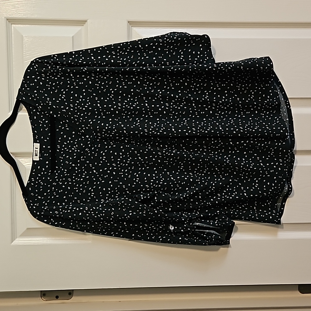 West K Dark Green with Pattern Blouse